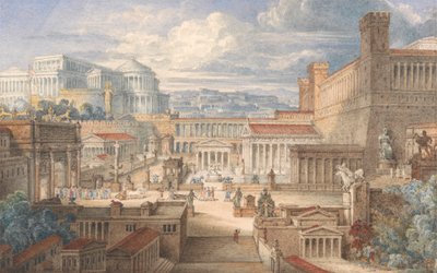Een scène in het oude Rome: Een setting voor Titus Andronicus, I, ii door Joseph Michael Gandy