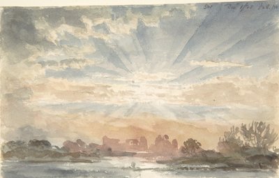 Landschap met opkomende zon door Joseph Michael Gandy