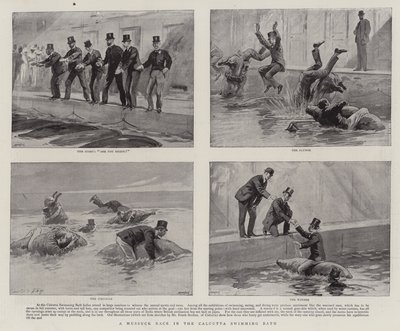 Een Mussuck-race in het Calcutta-zwembad door Joseph Nash