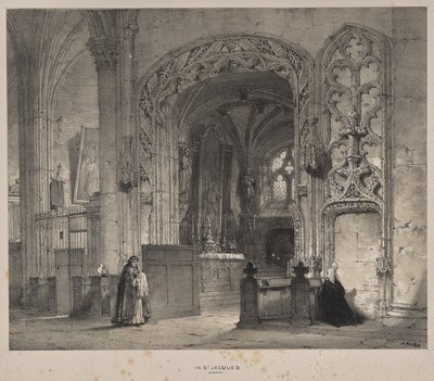 Architectuur van de Middeleeuwen: Kapel in St. Jacques, Dieppe door Joseph Nash