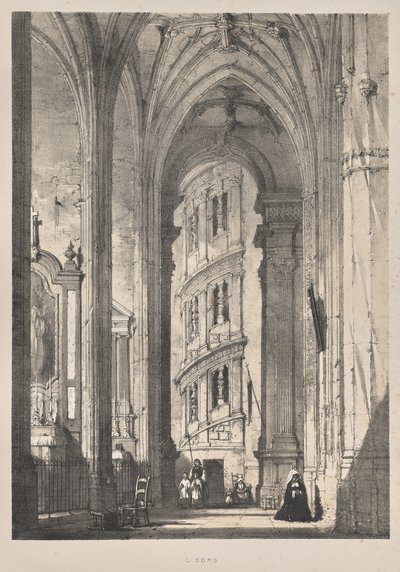 Architectuur van de Middeleeuwen: Kerk van St. Gisors, Interieur door Joseph Nash