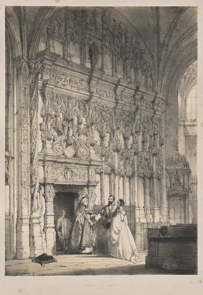 Architectuur van de Middeleeuwen: Scherm in St. Jacques, Dieppe door Joseph Nash