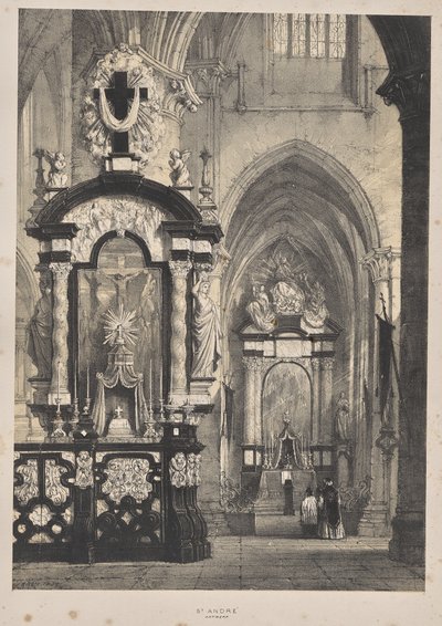 Architectuur van de Middeleeuwen: St. Andre, Antwerpen door Joseph Nash