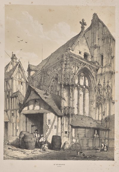 Architectuur van de Middeleeuwen: St. Etienne, Rouen door Joseph Nash