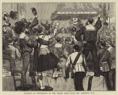 Banket in Portsmouth voor de troepen thuis van de Ashantee-oorlog door Joseph Nash