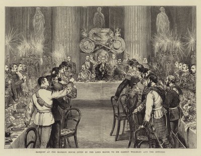 Banket in het Mansion House gegeven door de Lord Mayor aan Sir Garnet Wolseley en de officieren door Joseph Nash