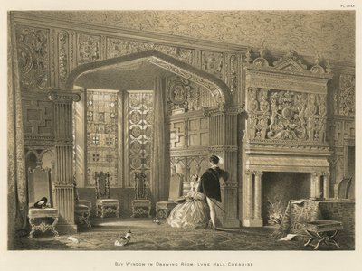 Erker in de salon, Lyme Hall, Cheshire door Joseph Nash