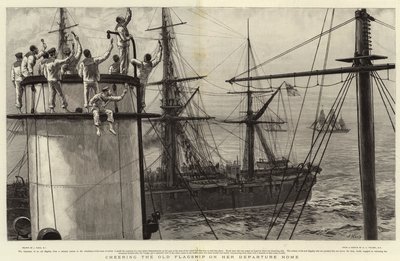 Juichen voor het oude vlaggenschip bij haar vertrek naar huis door Joseph Nash