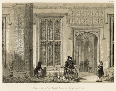Ingang van de hal, Sutton Place, nabij Guildford, Surrey door Joseph Nash