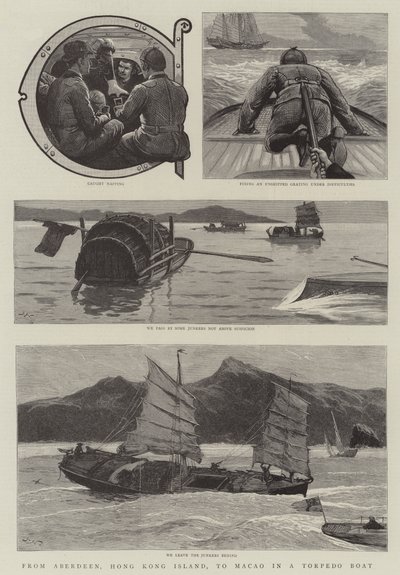 Van Aberdeen, Hong Kong Eiland, naar Macao in een torpedoboot door Joseph Nash