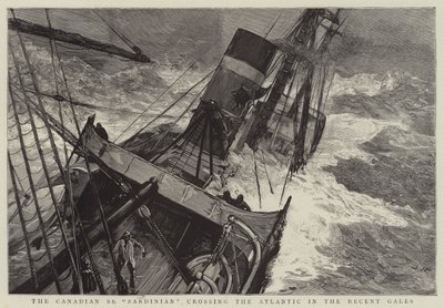 De Canadese SS Sardinian steekt de Atlantische Oceaan over in de recente stormen door Joseph Nash