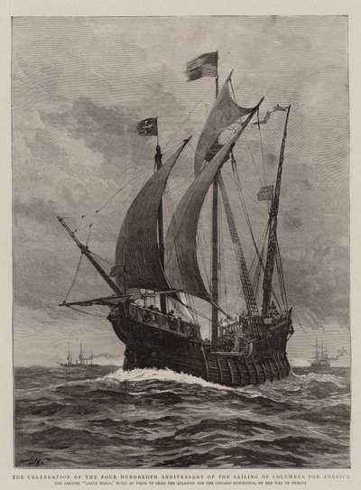 De viering van de vierhonderdste verjaardag van de zeiltocht van Columbus naar Amerika door Joseph Nash