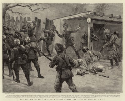 De Verdediging van Fort Chitral, Een Uitval tijdens het Beleg om een Mijnen te Blazen door Joseph Nash