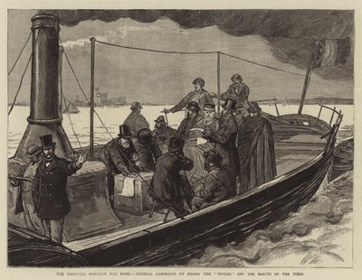 De Voorgestelde Haven voor Rome, Generaal Garibaldi aan Boord van de Tevere bij de Monding van de Tiber door Joseph Nash