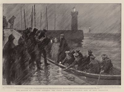 De terugkeer van kapitein Dreyfus, de eerste landing op Franse bodem in Port Haliguen door Joseph Nash