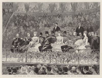 De Shah en de koninklijke familie bij het staatsconcert in de Royal Albert Hall door Joseph Nash