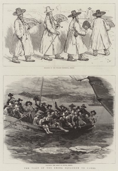 Het bezoek van het Chinese squadron aan Korea door Joseph Nash