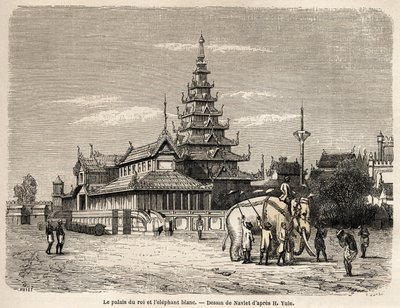 Het paleis van de koning van Ava, in Amarapoura (het huidige Birma). Gravure in Le tour du monde, nouveau journal des voyages. door Joseph Navlet