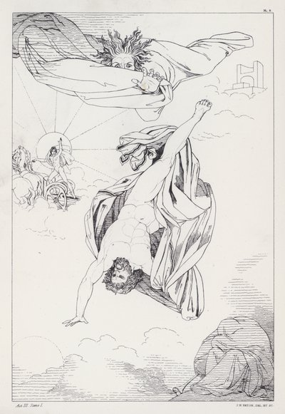 Shelleys Prometheus Ontketend, Acte III, Scene 1 door Joseph Noel after Paton
