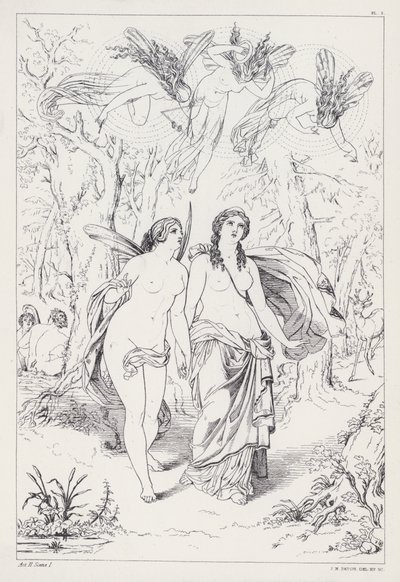Shelleys Prometheus Ontketend, Acte II, Scene 1 door Joseph Noel after Paton