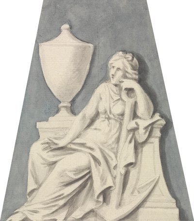 Graf met Zittende Dame, Zich Ondersteunend op een Urn door Joseph Nollekens