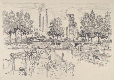 Kolenmijnen, Monceau, Frankrijk door Joseph Pennell