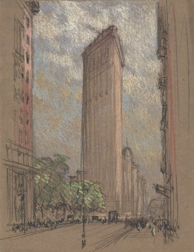 Tekening van het Flatiron Building door Pennell, ca. 1904 door Joseph Pennell