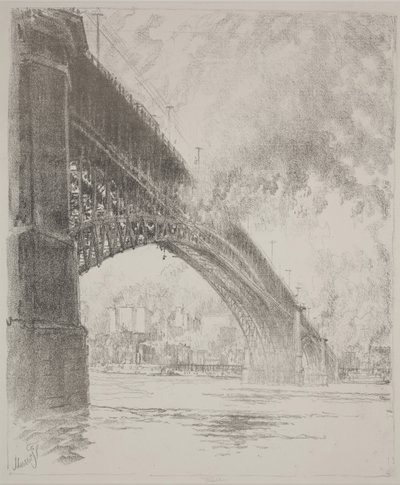 Oostbrug, St. Louis door Joseph Pennell