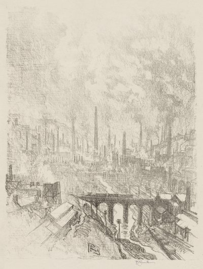 Engels Oorlogswerk: Munitie Stad, Nr. 1 door Joseph Pennell