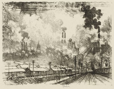 Engels Oorlogswerk: De Kolenmijnen door Joseph Pennell