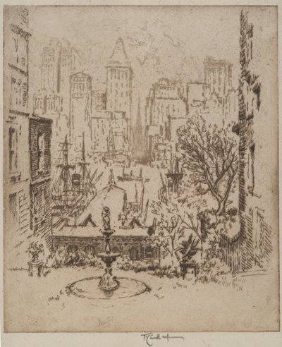 Van Clark Street naar Wall Street, 1924 door Joseph Pennell