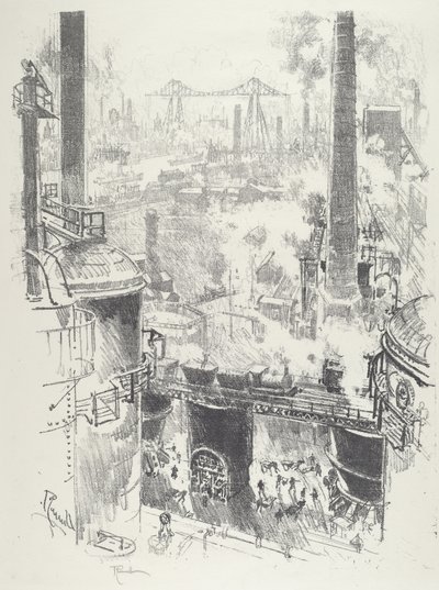 Vanaf de toppen van de ovens door Joseph Pennell
