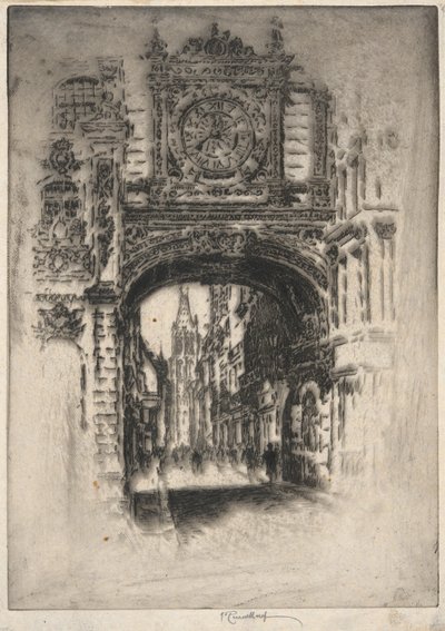 Grote Klok; Rouen door Joseph Pennell