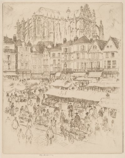 Het Plein, Beauvais door Joseph Pennell