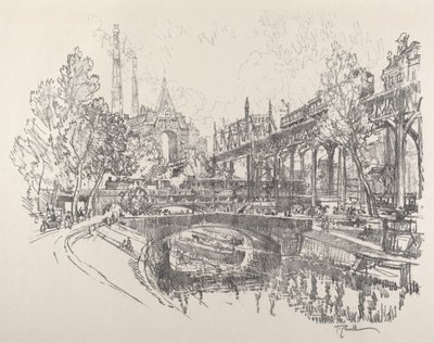 Landwehrkanaal, Berlijn, 1921 door Joseph Pennell