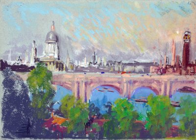 Londen over Waterloo Bridge door Joseph Pennell