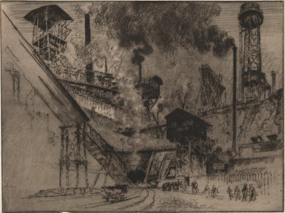 Mond van de mijn, Ruhrort bij Oberhausen door Joseph Pennell