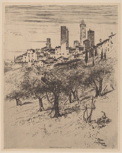 San Gimignano door Joseph Pennell