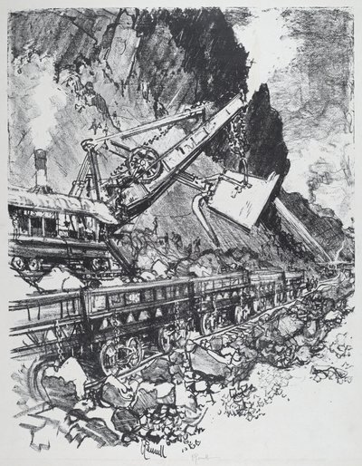 Stoomschop in de Cut bij Bas Obispo door Joseph Pennell
