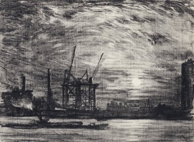Zonsondergang over Waterloo door Joseph Pennell
