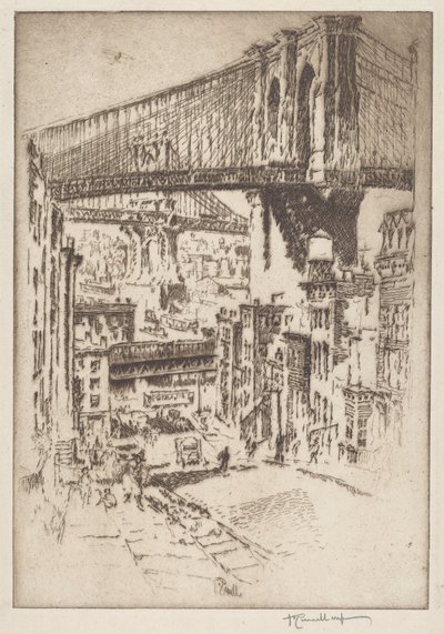 De Bruggen, vanuit Brooklyn door Joseph Pennell