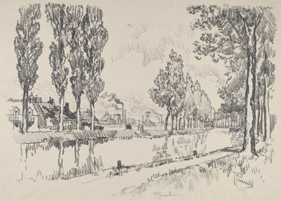 Het kanaal bij Blanzy, Frankrijk door Joseph Pennell