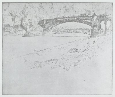 De Eads Brug, St. Louis [boven], 1919 of later door Joseph Pennell