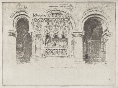 Het Graf van de Stichter, Kerk van Sint Bartholomeus de Grote door Joseph Pennell