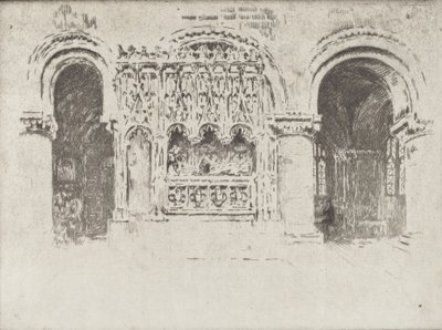 Het Graf van de Stichter, Kerk van Sint Bartholomeus de Grote door Joseph Pennell