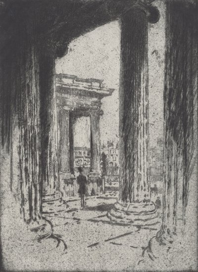 Het portiek, British Museum door Joseph Pennell