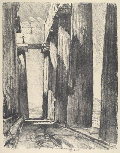 De Portiek van het Parthenon door Joseph Pennell