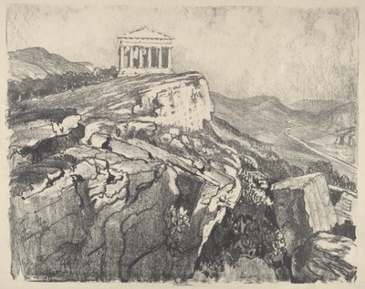De Tempel van Concord op de Muur, Girgenti, 1913 door Joseph Pennell