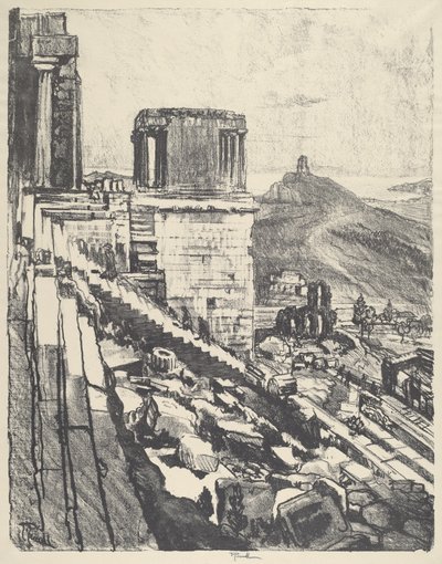 De Tempel van Nike, Athene, 1913 door Joseph Pennell