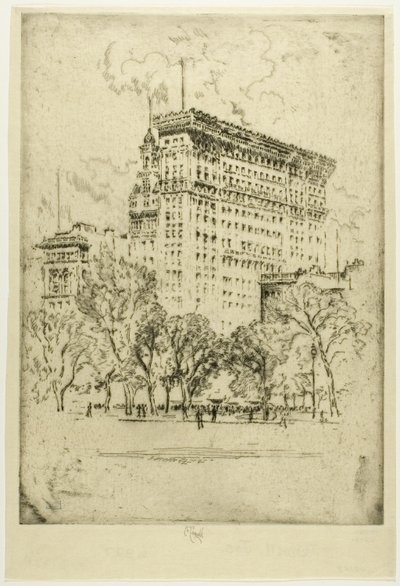 Union Square en Bank of Metropolis door Joseph Pennell